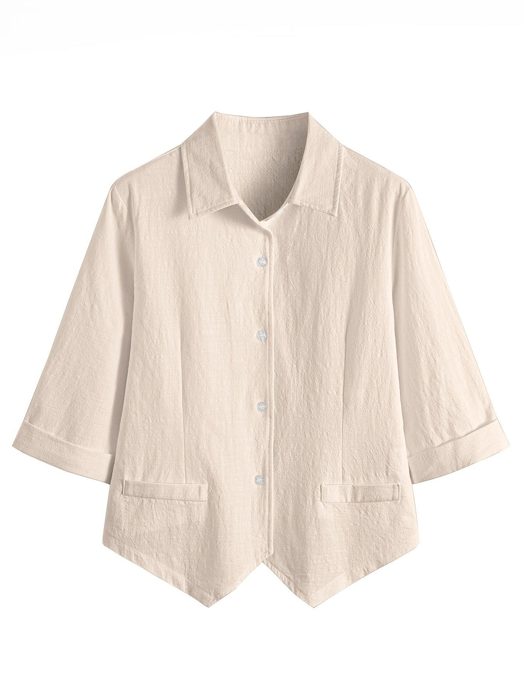 Maihuong - Camisa Holgada De Manga Corta Y Cuello Abierto