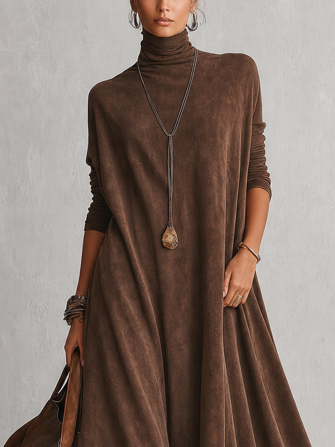 Albria - Vestido Largo de Manga Larga con Estilo Vintage