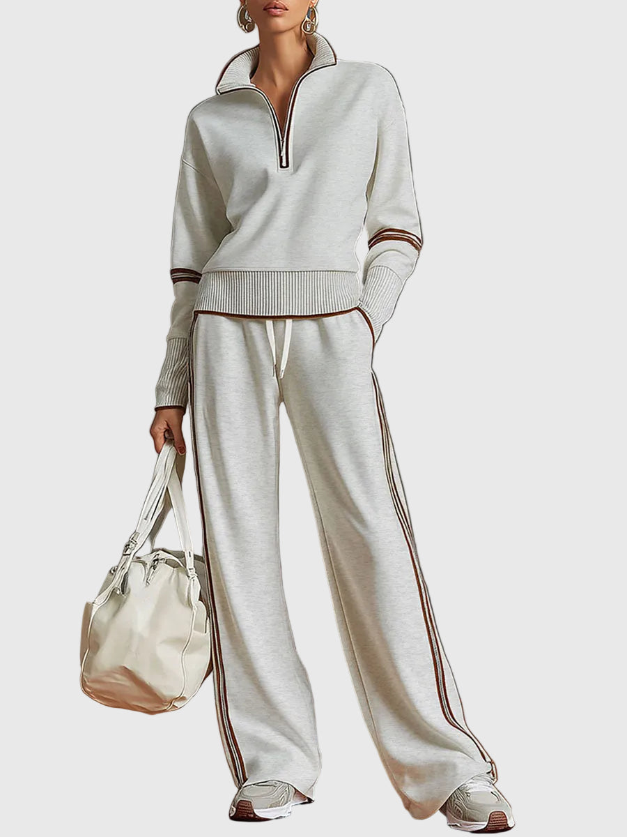 Minrada - Conjunto de Blusa y Pantalón de Pliegues Anchos