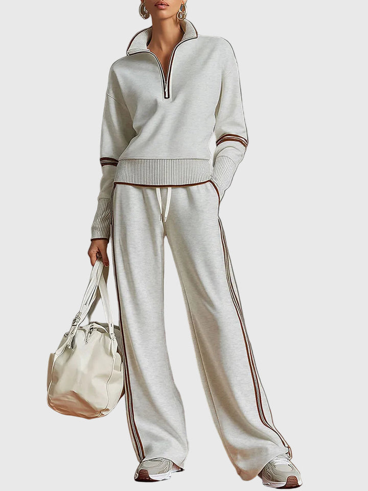 Minrada - Conjunto de Blusa y Pantalón de Pliegues Anchos