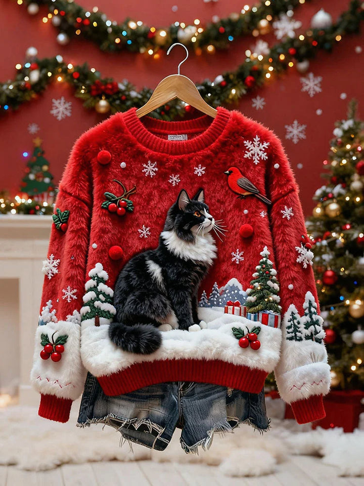 Laetitia - Jersey Navideño Con Motivo De Gato