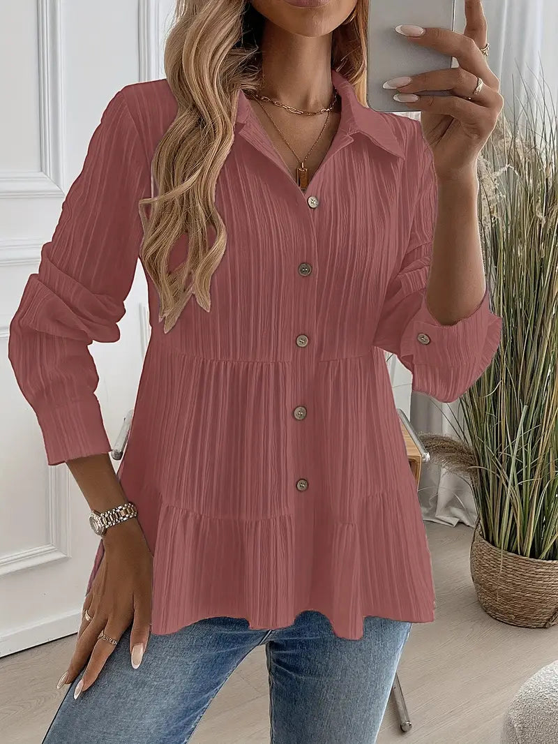 Majlinda - Elegante Camisa De Manga Larga Con Botones