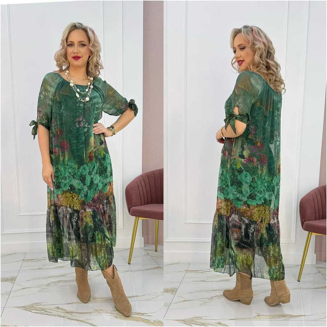 Akarsha - Vestido Elegante de Manga Corta