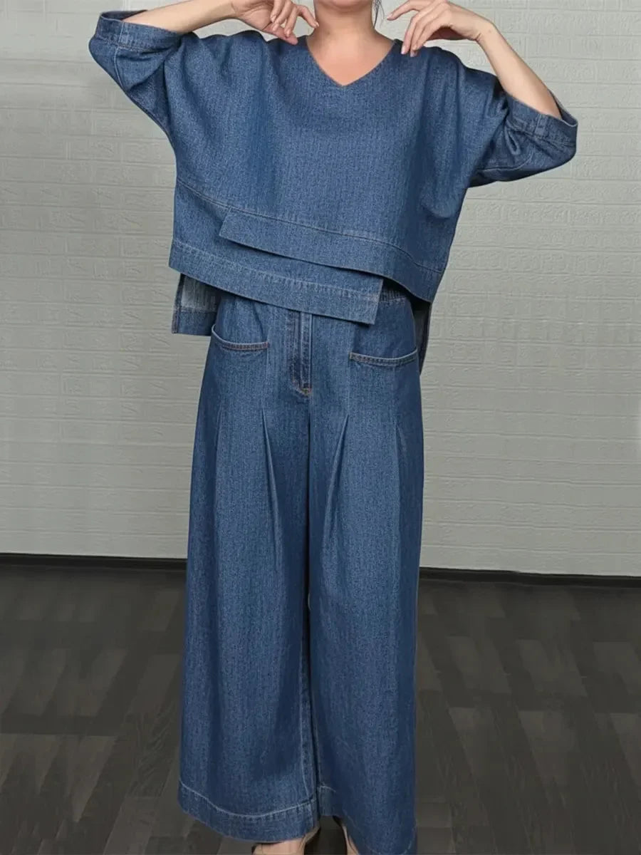 Ojinika - Conjunto Informal De Dos Piezas De Denim