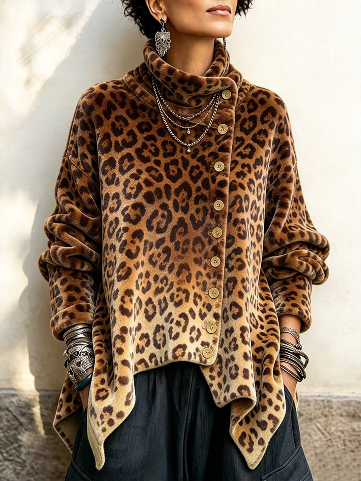 Lyrona - Blusa De Manga Larga Con Estampado De Leopardo