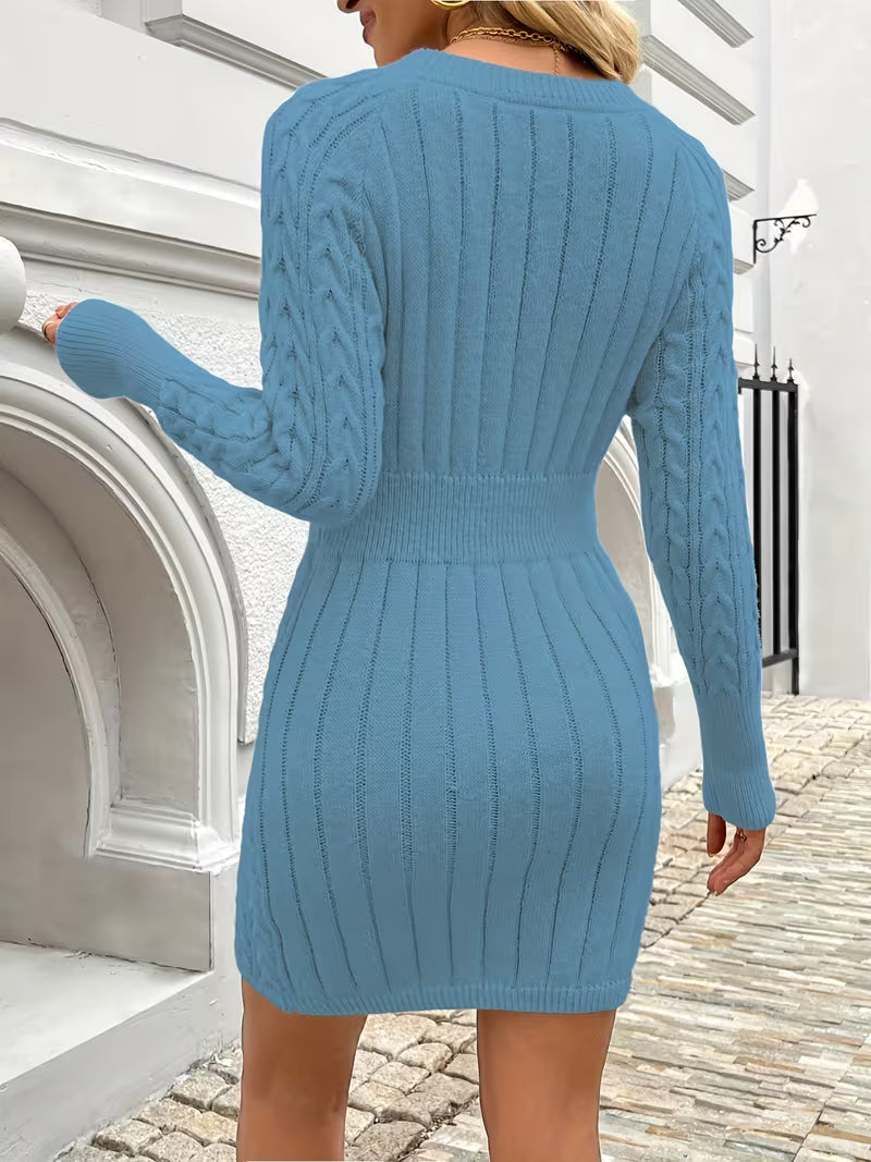 Lilona - Vestido De Punto Ajustado Con Diseño De Trenzado