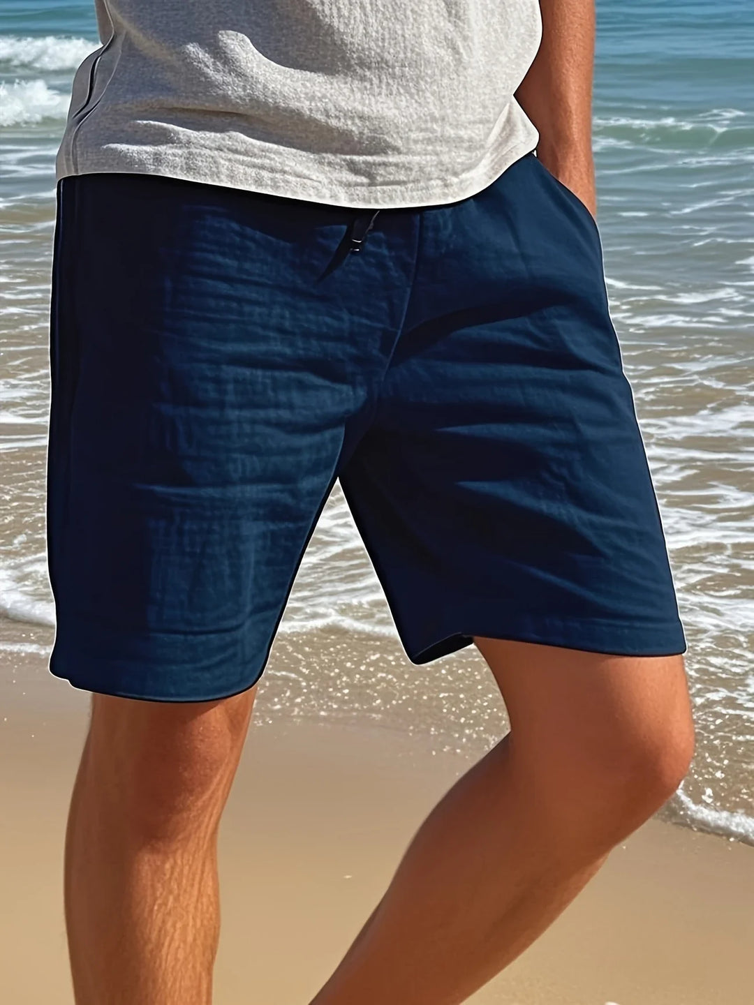 Callan - Pantalones Cortos Informales De Lino Con Bolsillo