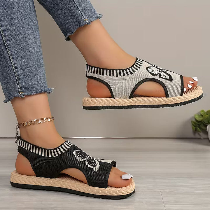 khulood - Cómodas Sandalias Planas Con Estampado De Mariposas