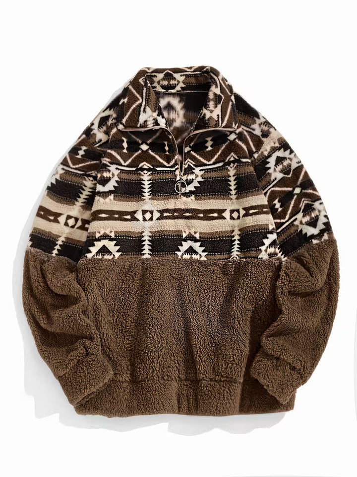 Limina - Sudadera De Felpa Con Estampado Geométrico Y Media Cremallera