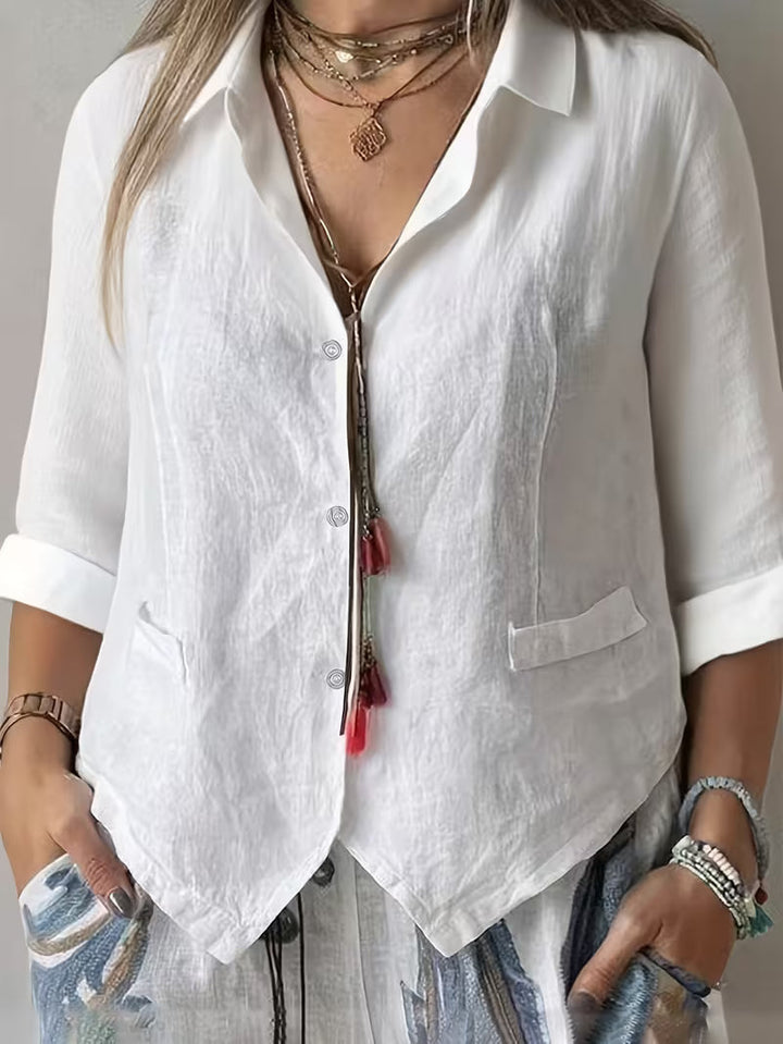 Solmira - Camisa De Manga Corta Con Cuello Abierto Y Botones