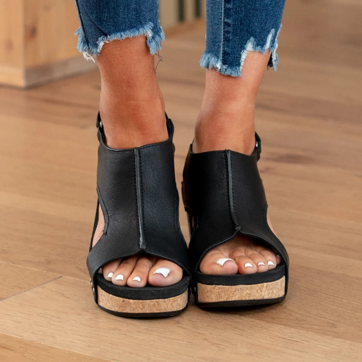 Makrina - Cómodas Sandalias De Tacón De Cuña