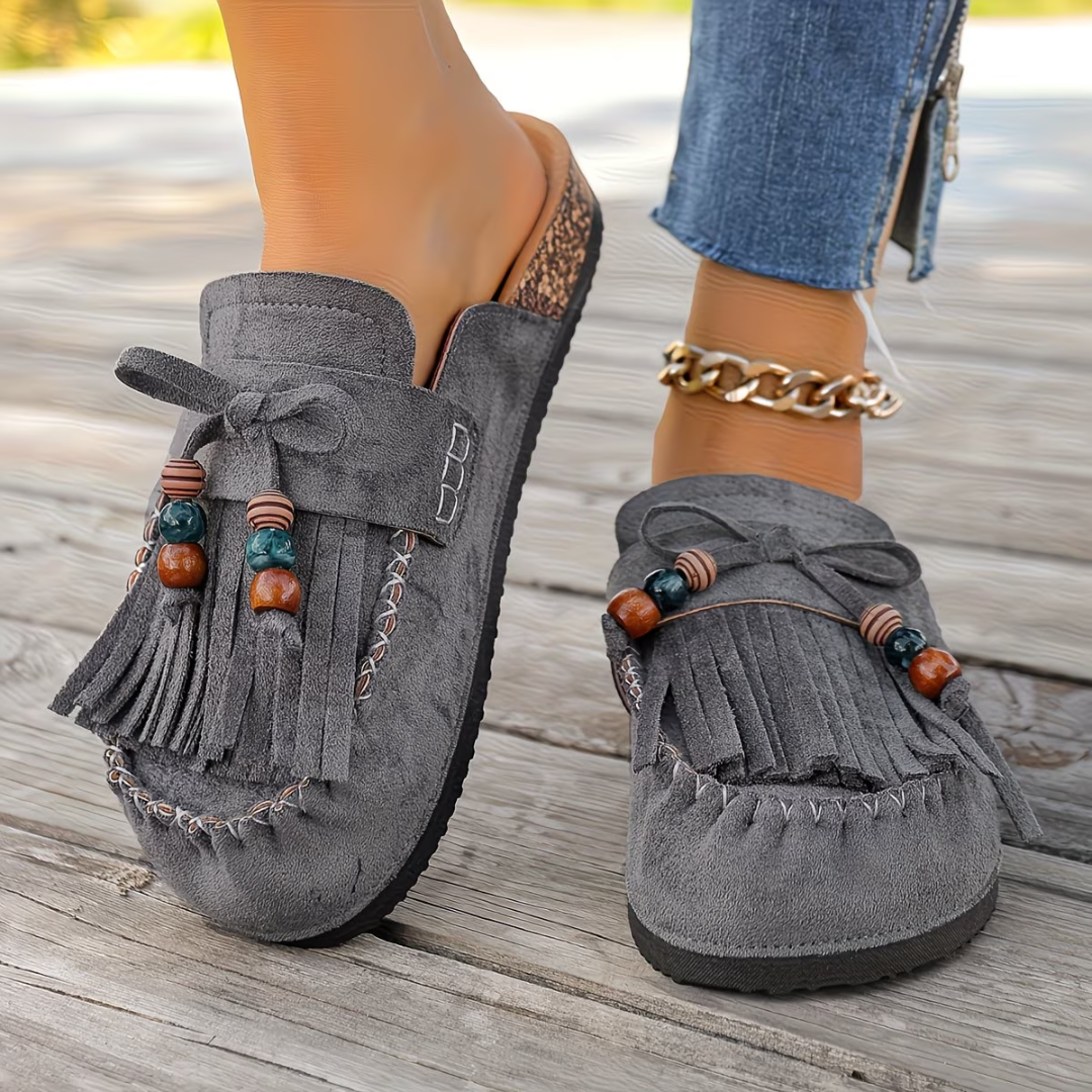 Mehra - Mocasines de Ante Estilo Bohemio