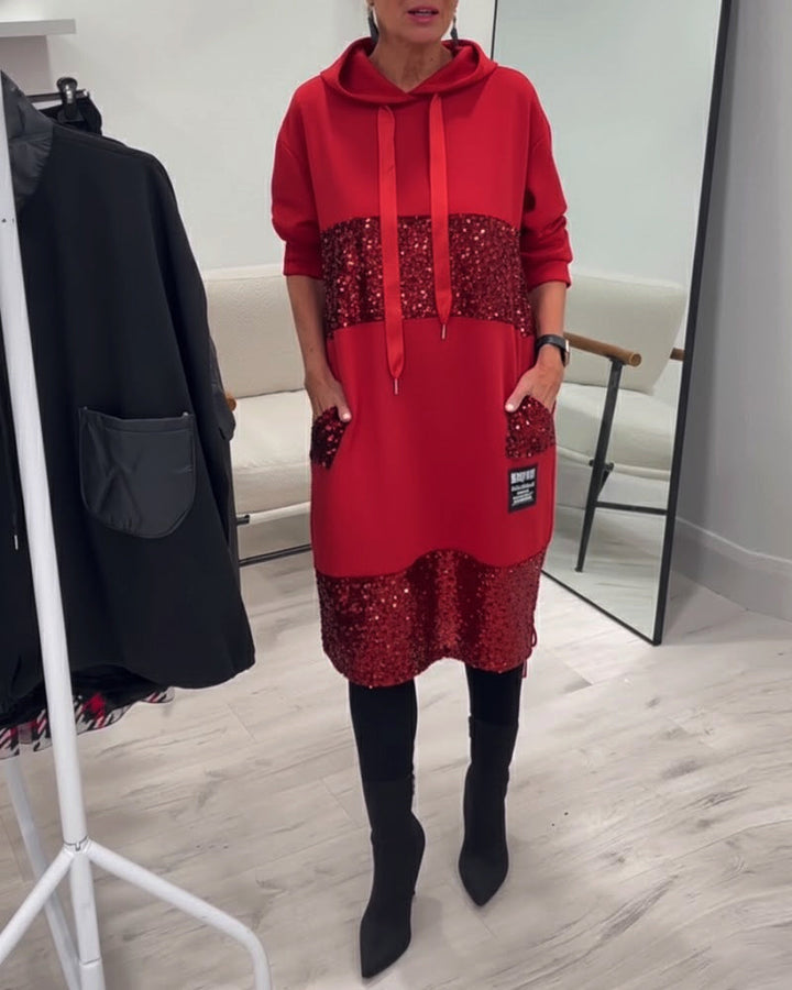 Mansherry - Vestido Con Capucha y Diseño Patchwork a la última Moda