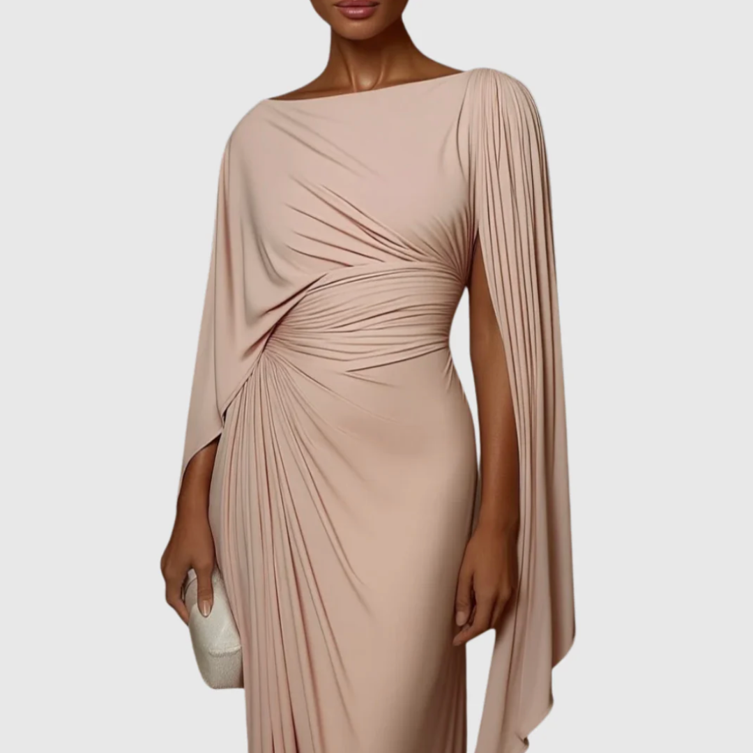 Mirona - Vestido Largo Plisado Con Capa