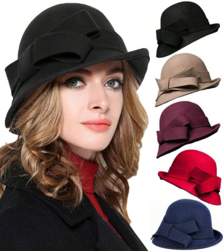 Klaver - Sombrero Vintage De Fieltro Con Lazo Lateral