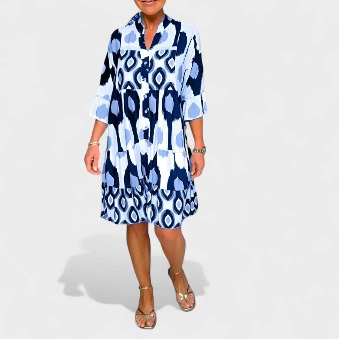 Suciana - Vestido Con Cuello en V y Estampado Boho