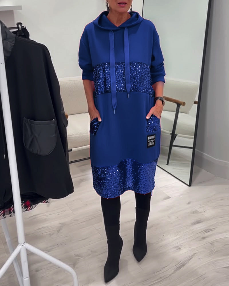 Mansherry - Vestido Con Capucha y Diseño Patchwork a la última Moda