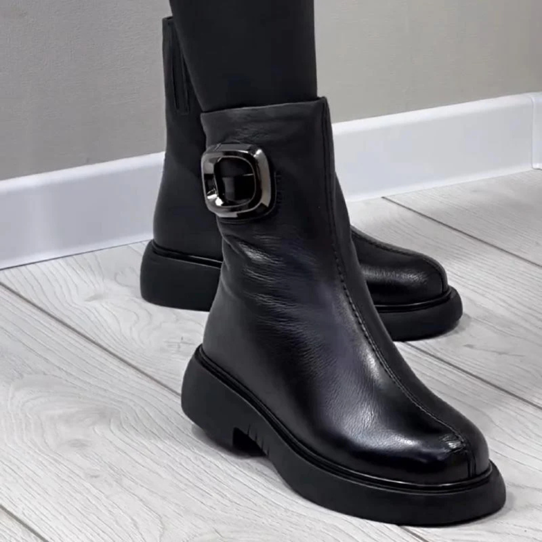 Moniek - Botines De Cuero Con Hebilla