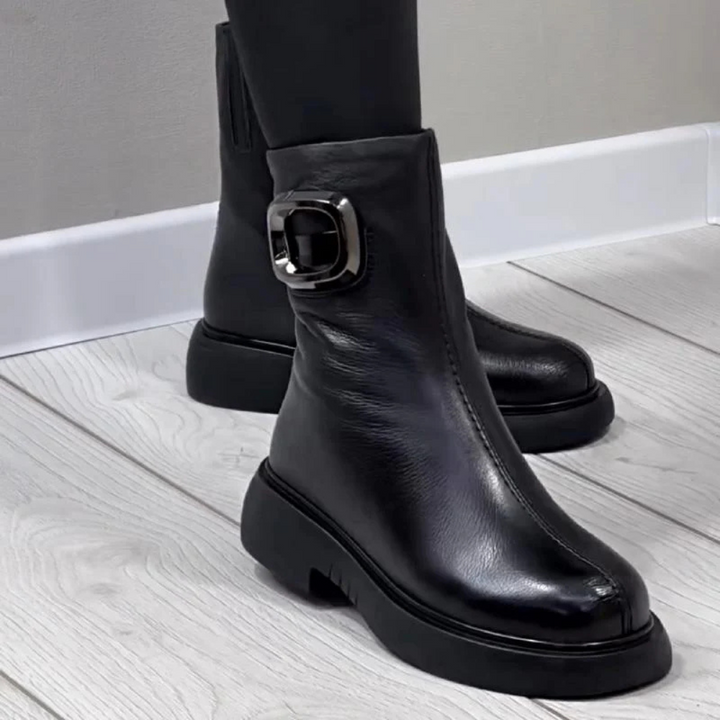 Moniek - Botines De Cuero Con Hebilla