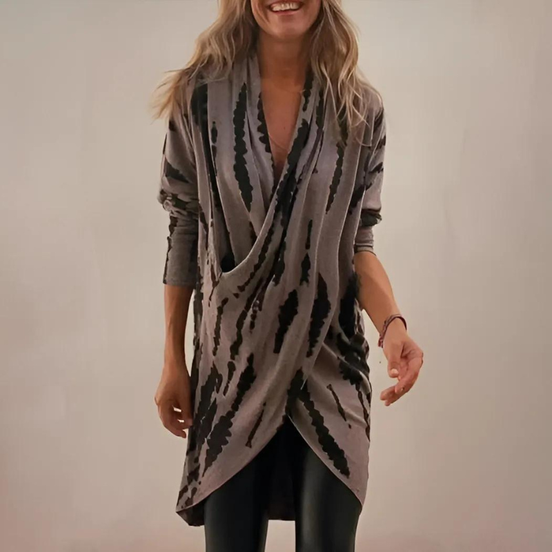 Makayla - Vestido Holgado con Cuello en V, Múltiples Hebillas y Bolsillos