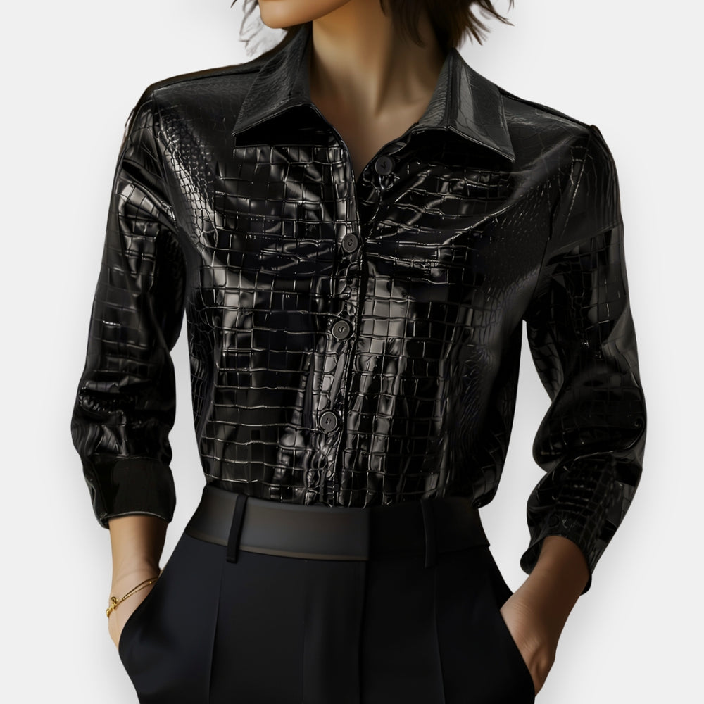 Lilley - Blusa Con Botones en la Parte Delantera y Textura de Cocodrilo