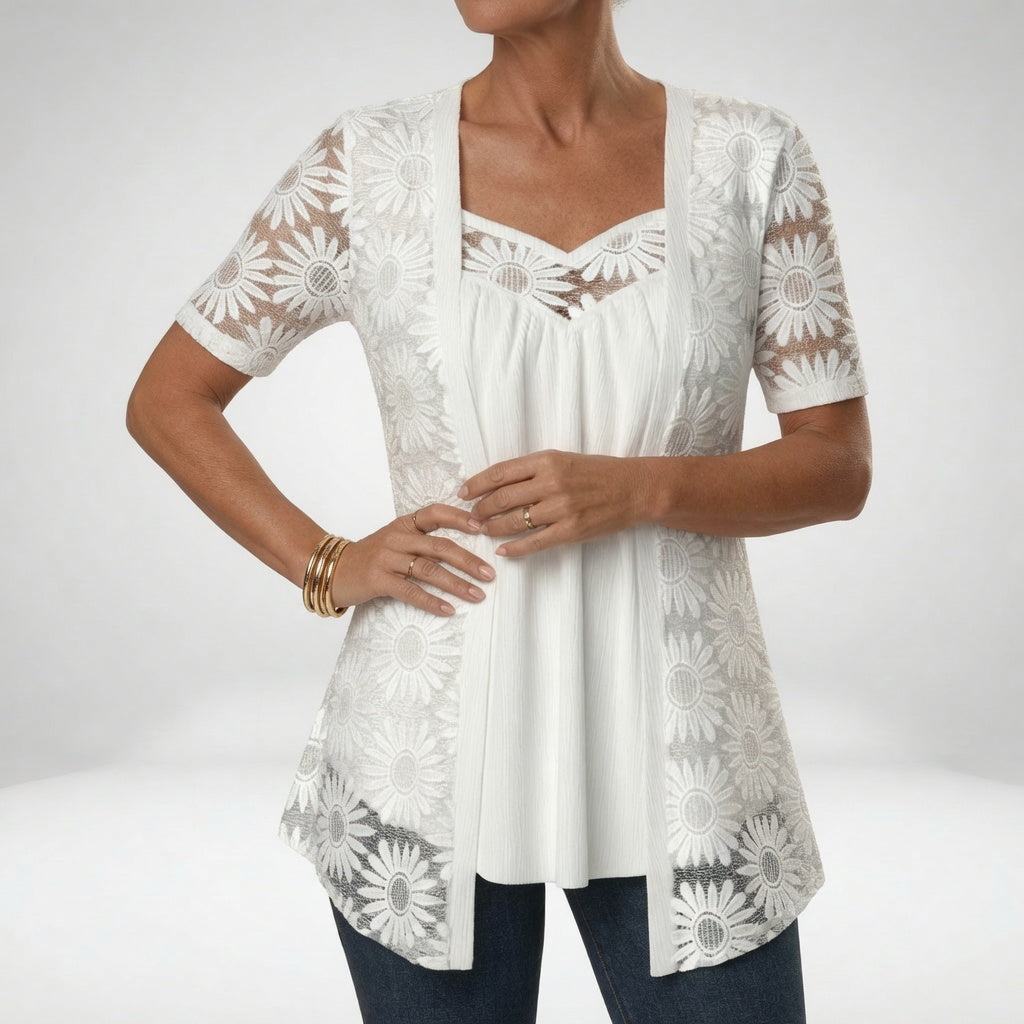 Linnia - Blusa De Encaje Con Bordado Floral