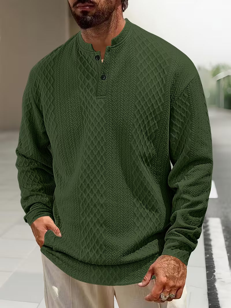 Mathew – Jersey Henley De Manga Larga Con Diseño Geométrico De Punto