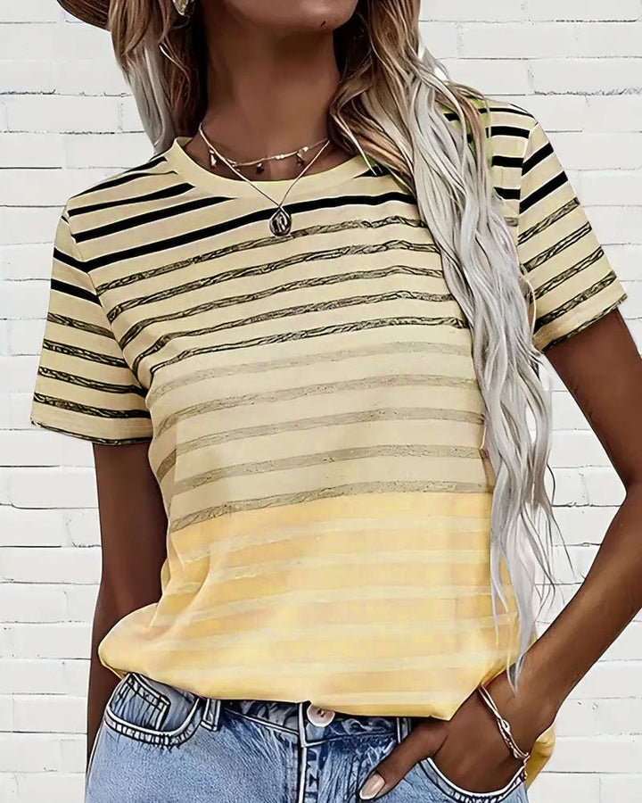 Kellie - Camiseta De Cuello Redondo Y Manga Corta A Rayas