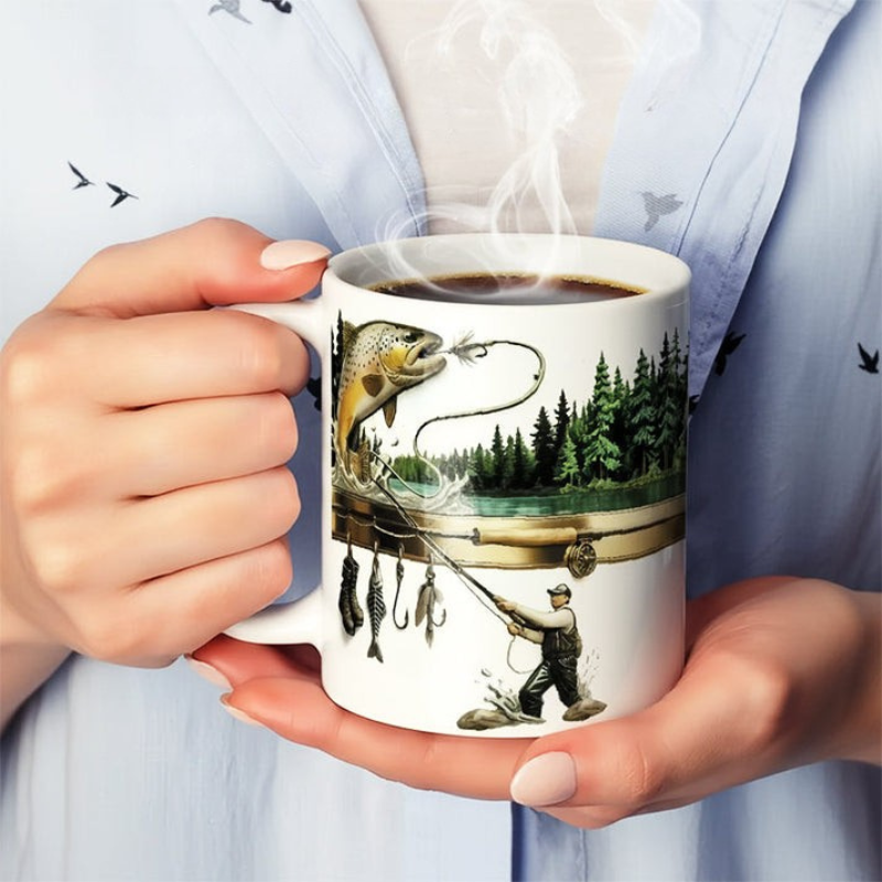 TackleMug - Taza de Café con Motivos de Pesca