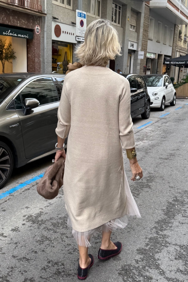 Oona - Vestido De Tul Con Drapeado y Jersey Largo De Punto