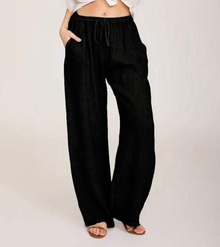 Maialen - Pantalones Anchos De Lino Para Verano