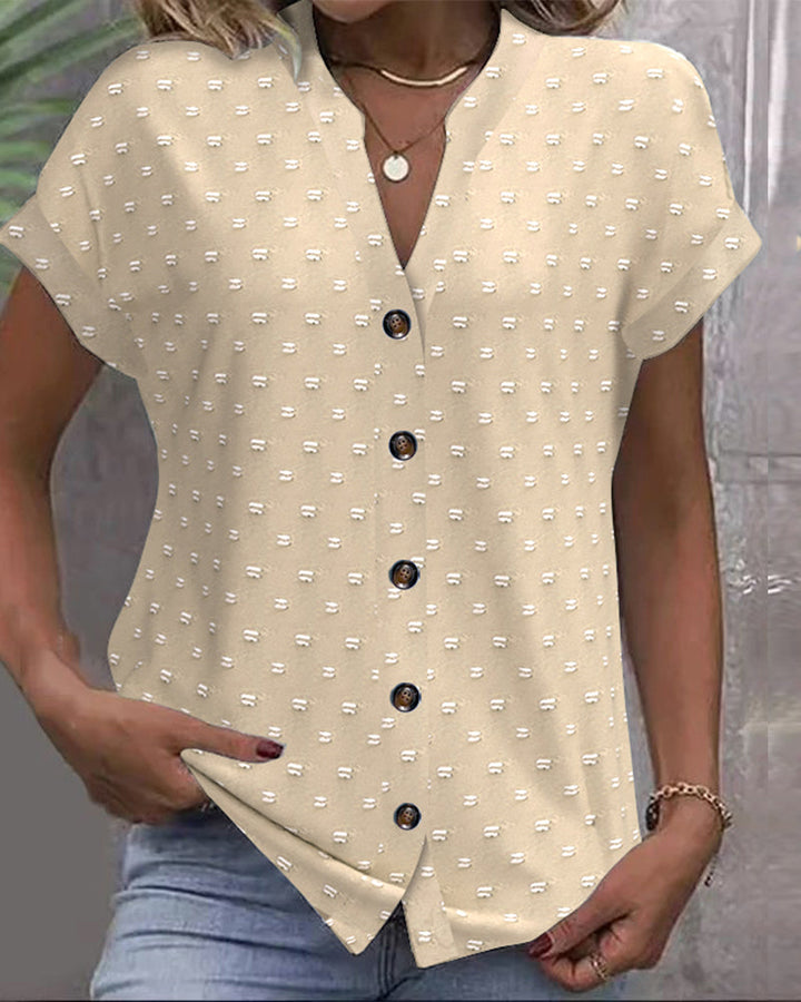 Nariya - Camisa de Cuello en V con Botones