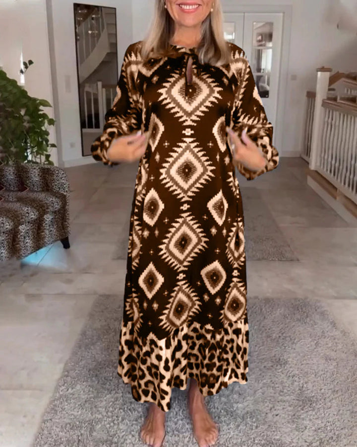 Mariah - Vestido LOargo Con Estampado De Leopardo Y Manga Larga