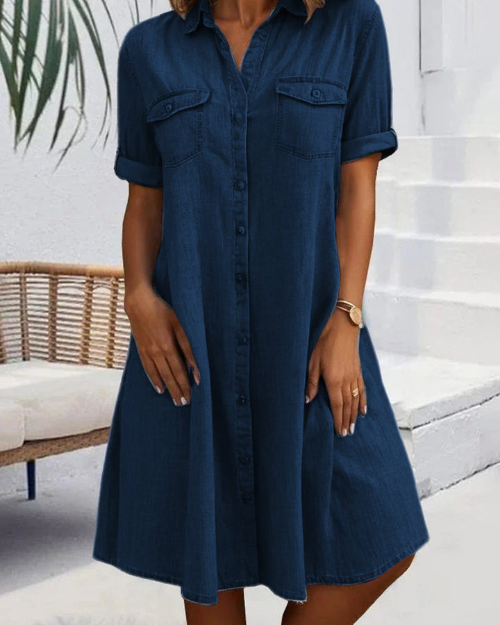 Joanna - Vestido Midi de Manga Corta