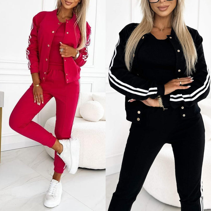 Kendra - Cuello Redondo Chaqueta Y Pantalón Juego de 3 Piezas