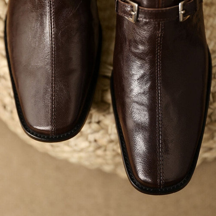 Misha - Elegantes Mocasines De Cuero Con Tacón