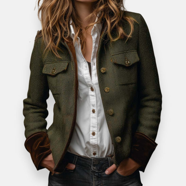Gordi - Blazer De Manga Larga Con Ribete De Terciopelo