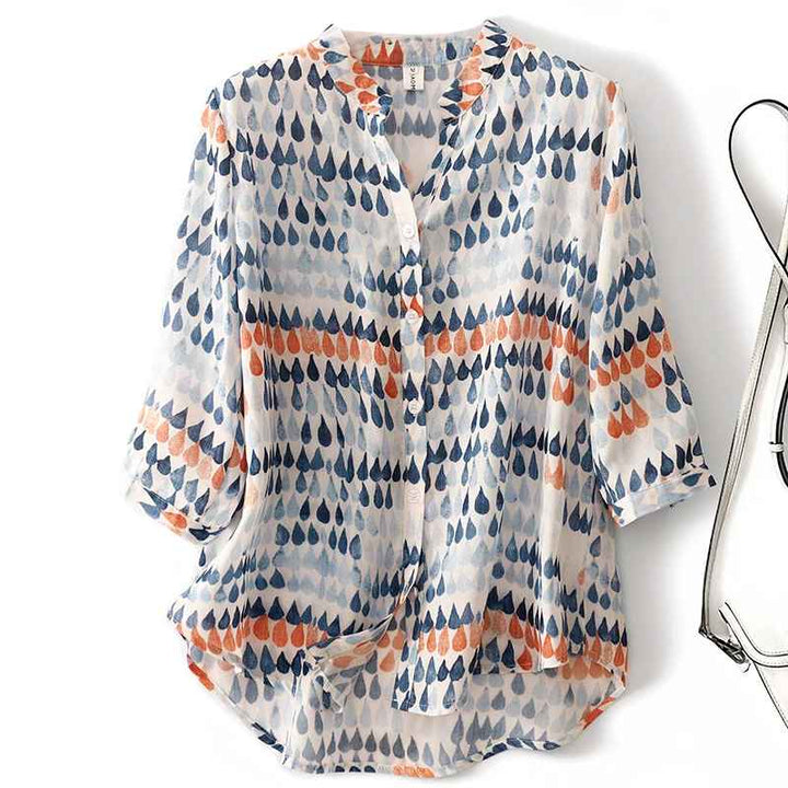 Rusina - Elegante Blusa de Lino Con Botones en la Parte Delantera