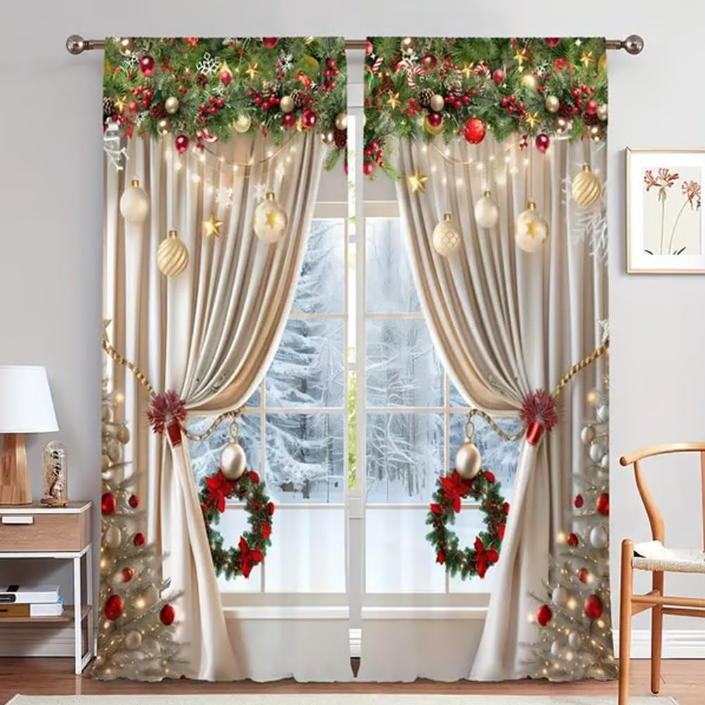 MerryDrape - Juego de Cortinas Navideñas