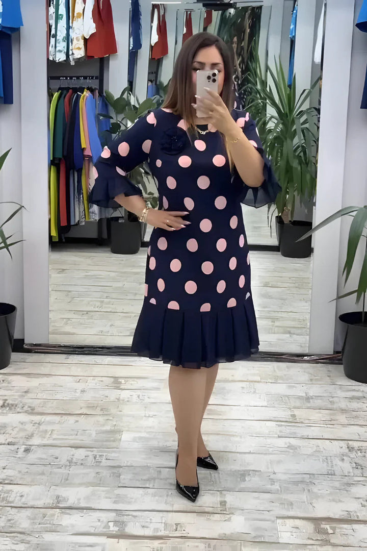 Gigi - Vestido Midi De Lunares Con Mangas Acampanadas