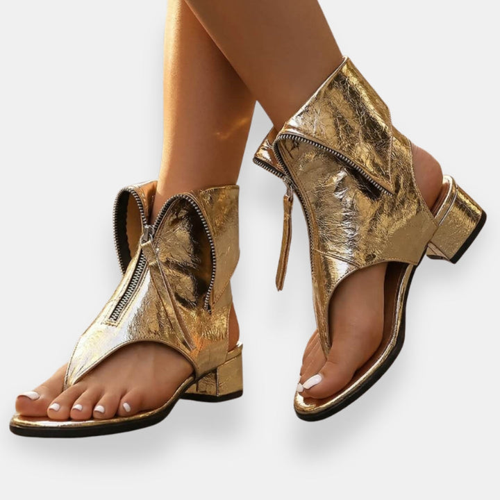 Sadiya - Sandalias Con Cremallera Metalizada