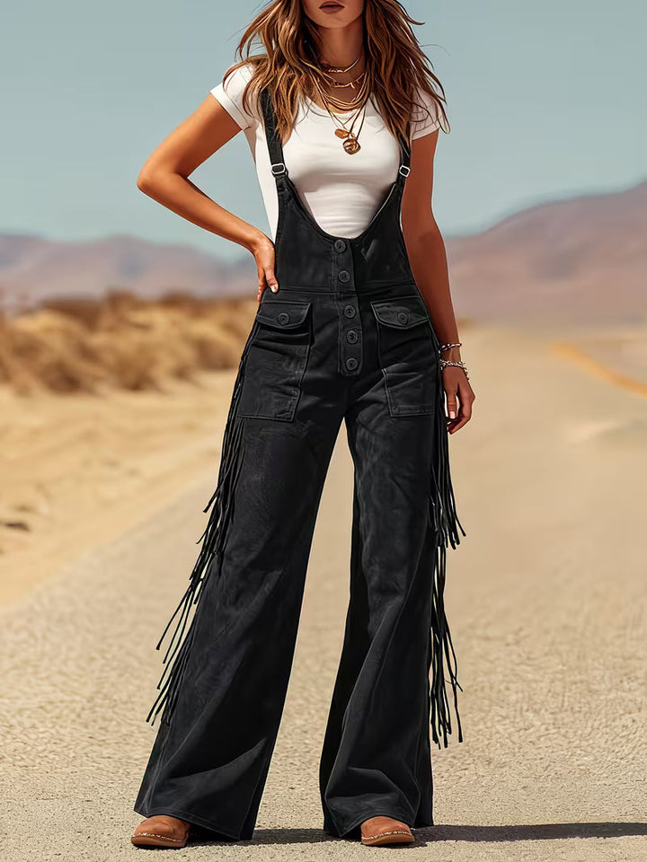 Ketiya - Pantalones Carga Anchos Con Flecos