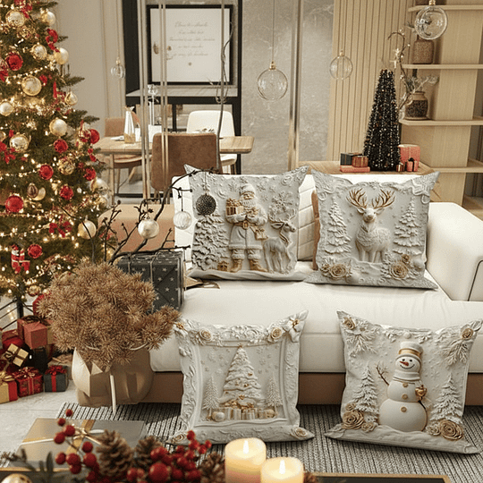 CozyFest - Funda De Almohada Con Motivos Navideños Para La Decoración Del Hogar