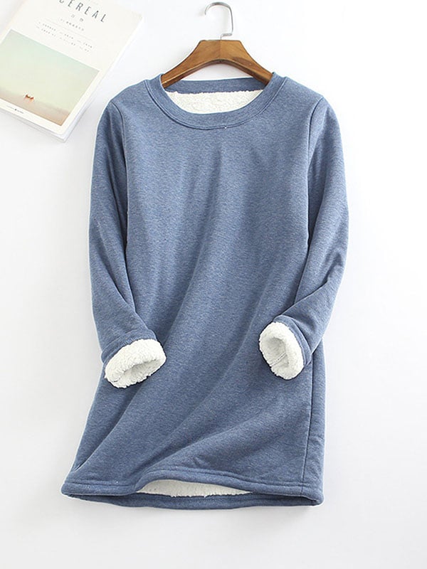 Bessie - Sudadera Casual Cuello Redondo Algodón Sólido