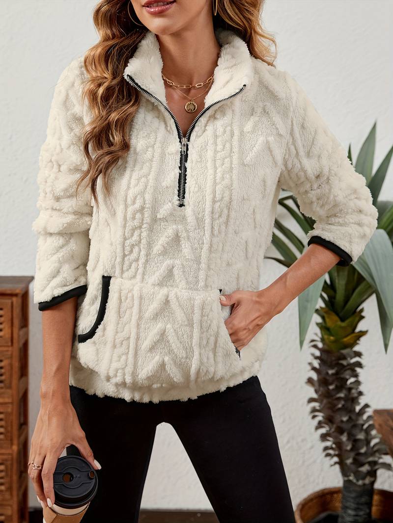 Naama - Jersey Elegante Con Medio Cremallera y Bolsillo