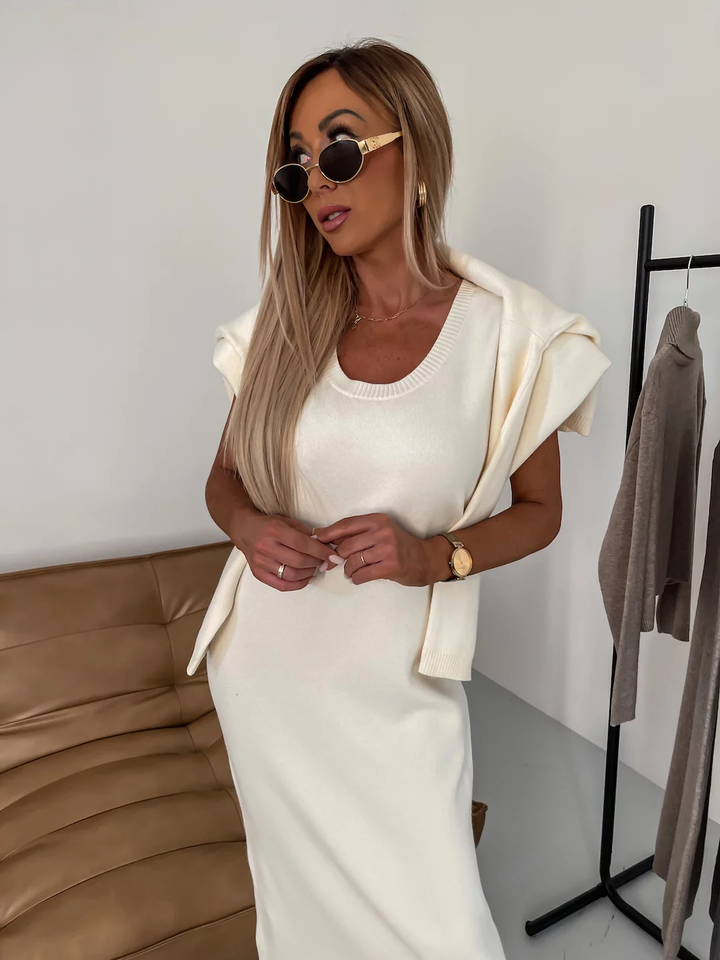 Kathleen - Conjunto De Dos Piezas De Punto De Cuello Alto Para Invierno