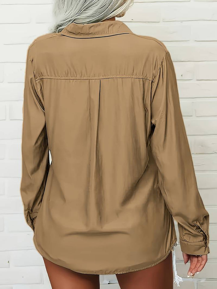Amani - Camisa Con Solapa De Botones Y Pecho Ancho