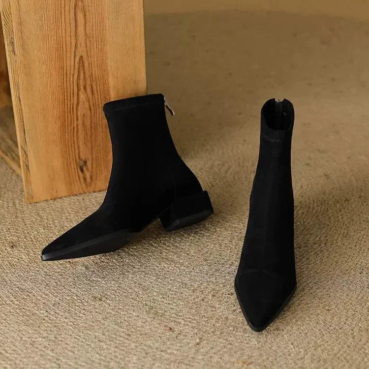 Jerlina - Botines De Ante Con Puntera Puntiaguda