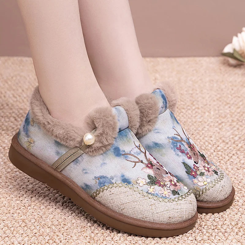 Alece - Zapatillas Retro De Piel Sintética Con Bordado De Ciervo