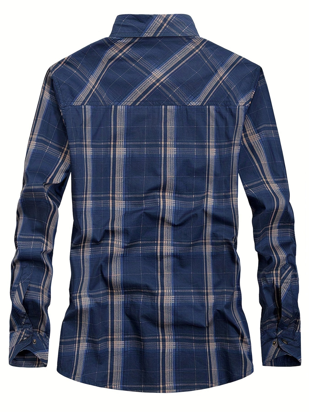 Thimos - Camisa de Manga Larga a Cuadros con Múltiples Bolsillos